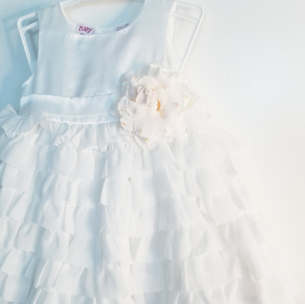 NEW Baby Beri White Ruffle Flower Formal Dress Size 3/6M - Picture 4 of 11